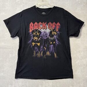 DOM Shirt Mens Large Black‎ Back Off Dog Graphic Rock Tee Tagless Cotton Grunge